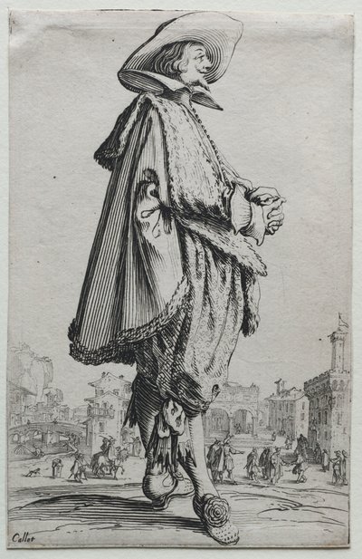 La Noblesse: Gentleman im Profil mit gefalteten Händen von Jacques Callot