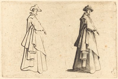 Dame im großen Mantel von Jacques Callot