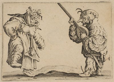 Die Tänzer mit einer Laute, aus der Serie Les Caprices, Set B, Nancy von Jacques Callot