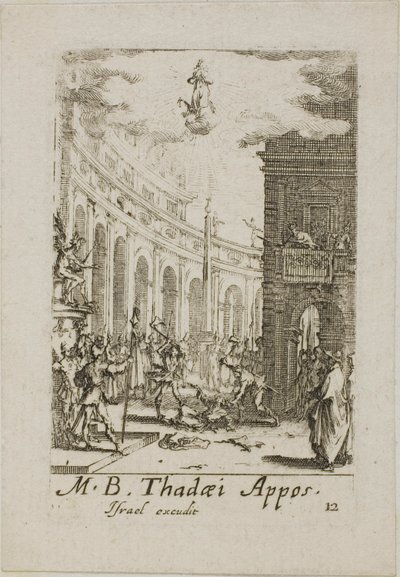 Martyrium des heiligen Thaddäus, Platte zwölf aus Die Martyrien der Apostel von Jacques Callot