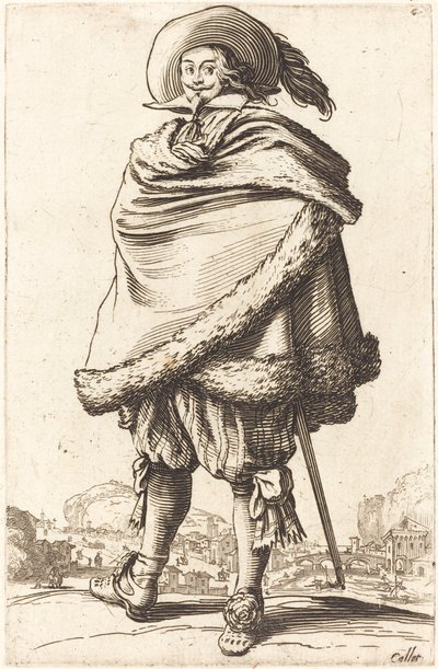 Edelmann in einen mit Pelz besetzten Mantel gehüllt von Jacques Callot