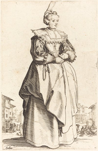 Edle Frau mit kleinem Hut, ca. 1620-1623 von Jacques Callot