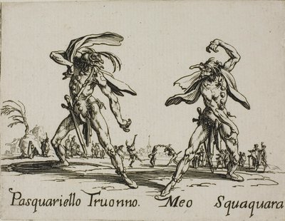 Meo Squaquara, Tafel 20 aus Balli di Sfessania von Jacques Callot