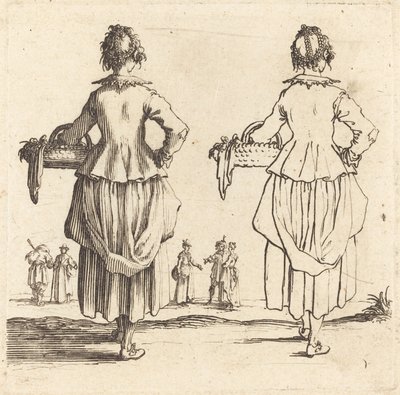 Bäuerin mit Korb, von hinten gesehen von Jacques Callot