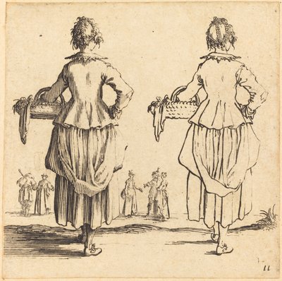 Bäuerin mit Korb, von hinten gesehen von Jacques Callot