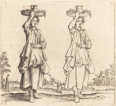 Bäuerin mit Korb auf dem Kopf, Vorderansicht von Jacques Callot