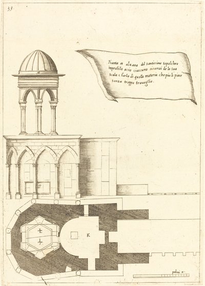 Plan und Aufriss der Kirche vom Heiligen Grab von Jacques Callot