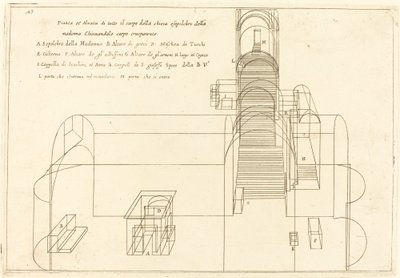 Plan und Aufriss der Kirche des Grabes der Madonna von Jacques Callot