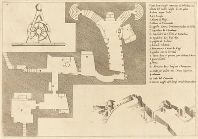 Plan aller wichtigen Orte in Bethlehem von Jacques Callot