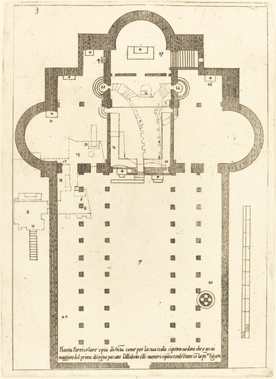 Plan der Kirche der Heiligen Krippe von Jacques Callot