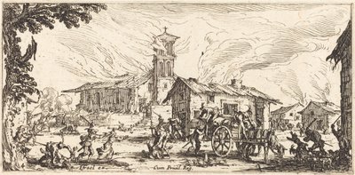 Verwüstung und Brandstiftung eines Dorfes von Jacques Callot