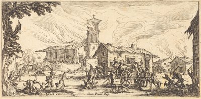 Plünderung und Niederbrennung eines Dorfes von Jacques Callot