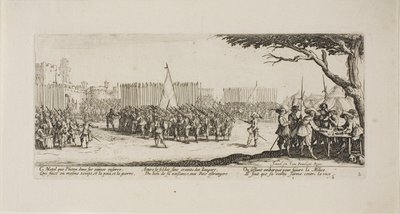 Rekrutierung von Truppen, Platte zwei aus Die Elendigkeiten des Krieges von Jacques Callot