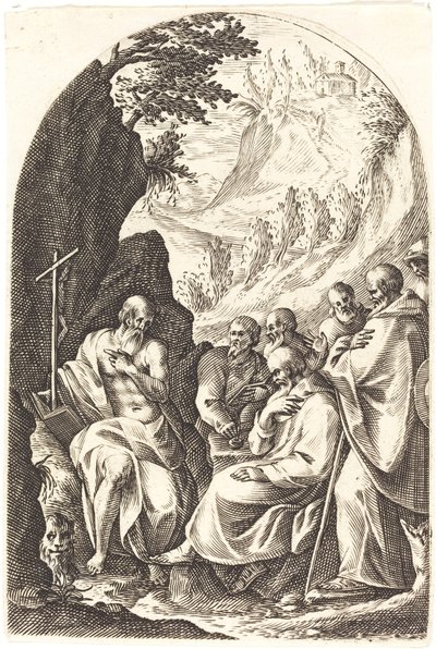 Der heilige Hieronymus unterweist seine Jünger in der Wüste von Jacques Callot
