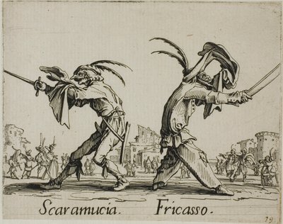 Scaramuccia - Fricasso, Platte 11 aus Balli di Sfessania von Jacques Callot