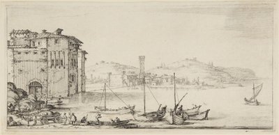 Schiffe werden beladen, aus der Serie Diverse Vedute Designate in Fiorenza (Verschiedene in Florenz entworfene Landschaften) von Jacques Callot