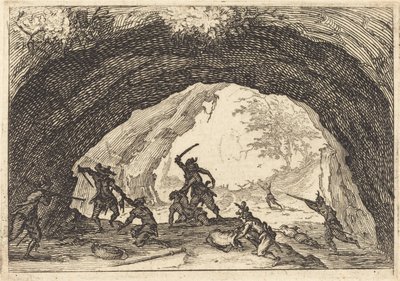 Soldaten greifen Räuber an von Jacques Callot