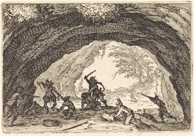 Soldaten greifen Räuber an von Jacques Callot