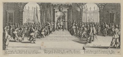 Soldvergabe, Blatt 18 der Folge "Grauen des Krieges" von Jacques Callot