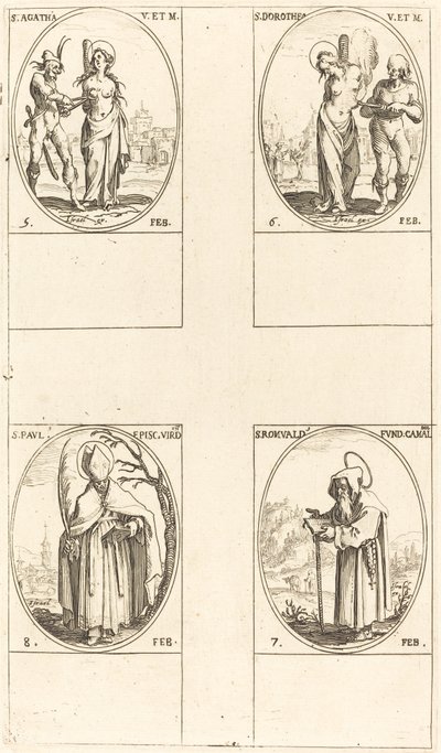 St. Agatha; St. Dorothy; St. Romuald von Ravenna; St. Paul, Bischof von Verdun von Jacques Callot