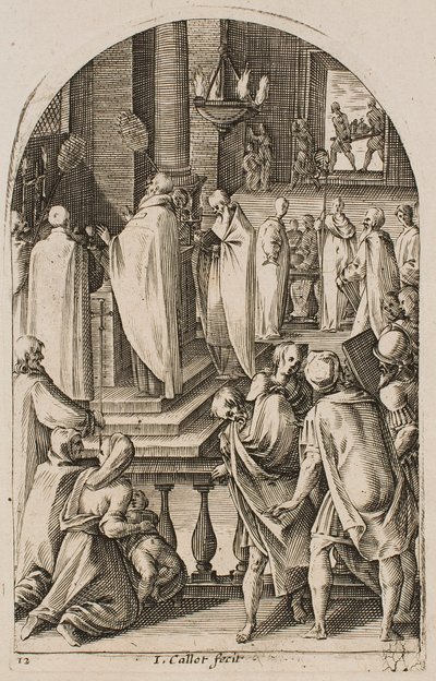 Der heilige Basilius zelebriert das Messopfer, aus der Serie „Bilder aus Rom“ von Jacques Callot