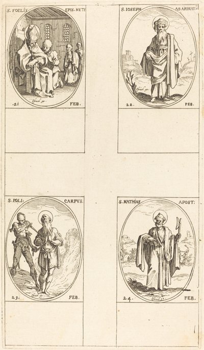 St. Felix; St. Joseph von Arimathäa; St. Polykarp; St. Matthias, Apostel von Jacques Callot