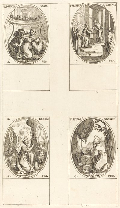 St. Ignatius; Reinigung der Jungfrau; St. Blasius; St. Isidor von Jacques Callot