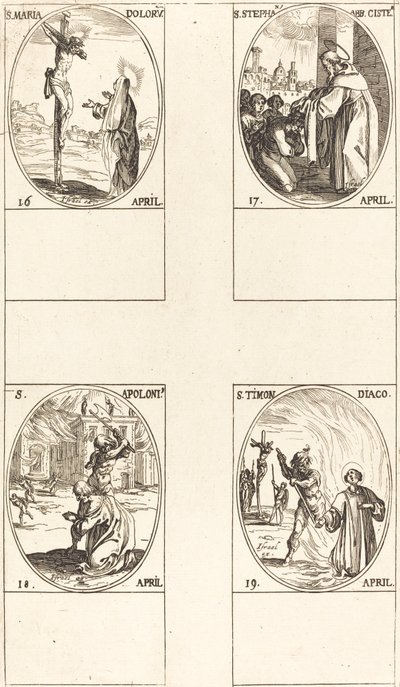 St. Maria Doloru; St. Stephan, Abt; St. Apoloni; St. Timon von Jacques Callot