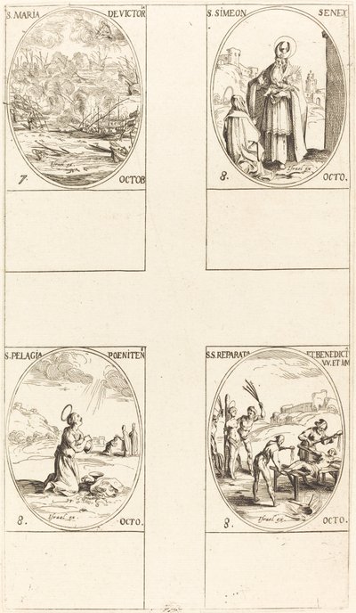 St. Maria des Sieges, St. Simeon, Prophet, St. Pelagia, Sts. Reparata und Benedicta von Jacques Callot