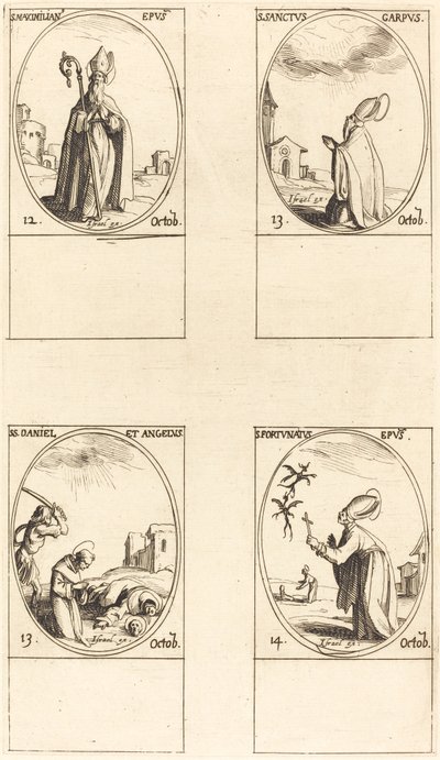 St. Maximilian, St. Carpus, St. Daniel und Angelus, St. Fortunatus von Jacques Callot