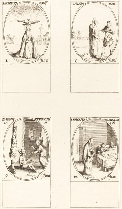St. Medard; St. Calliopa; St. Primus und Felician; St. Margareta von Schottland von Jacques Callot