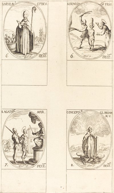 St. Nikolaus; St. Dionisia und Sohn; St. Agatha; Empfängnis der Jungfrau von Jacques Callot