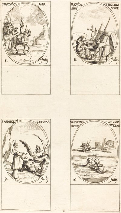 St. Prokopius; Sts. Aquila und Prisca; St. Anatolia; Sts. Rufina und Secunda von Jacques Callot