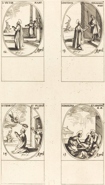 St. Viktor; St. Justinus; St. Tiburtius und Valerianus; St. Basilissa und Anastasia von Jacques Callot