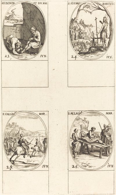 St. Zenon und Gefährten; St. Johannes der Täufer; St. Gallicanus; St. Pelagius von Jacques Callot