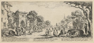 Sterbende am Straßenrand, Blatt 16 der Folge "Grauen des Krieges" von Jacques Callot