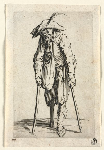 Die Bettler: Bettler mit Holzbein, ca. 1623 von Jacques Callot
