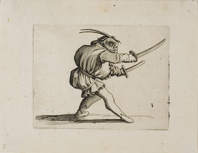 Der Duellant mit zwei Schwertern, aus Varie Figure Gobbi von Jacques Callot