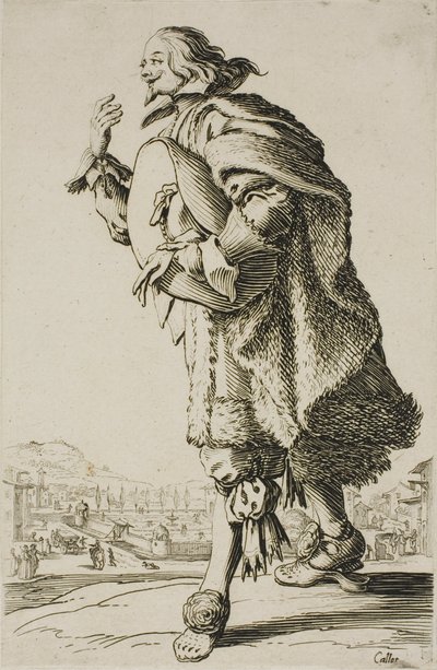 Der Herr, der grüßt, während er seinen Hut unter dem Arm hält, Platte zwei aus La Noblesse von Jacques Callot