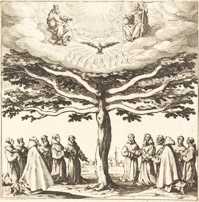 Die Heilige Dreifaltigkeit im Baum des Lebens, verehrt von Franziskanern von Jacques Callot