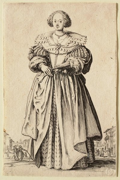 Die Dame mit dem Fächer von Jacques Callot