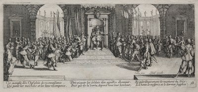 Die großen Elenden des Krieges: Verteilung der Belohnung, 1633 von Jacques Callot