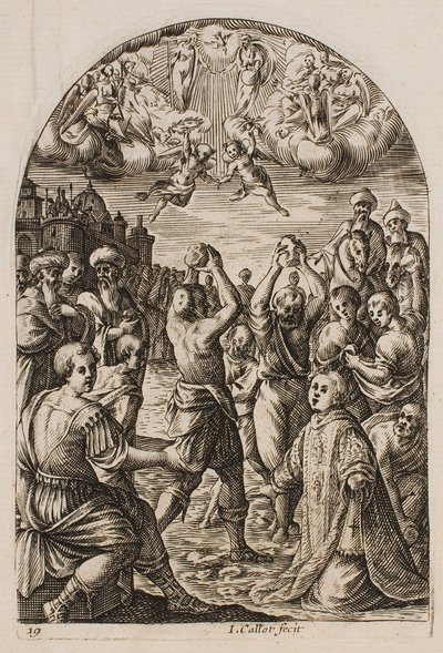 Das Martyrium des heiligen Stephanus, aus der Serie „Bilder von Rom“ von Jacques Callot