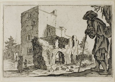Der Hirte und die Ruinen, aus Die Launen von Jacques Callot