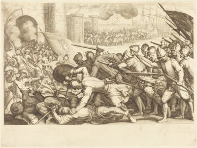 Die Truppen erzwingen das Tor einer Stadt von Jacques Callot