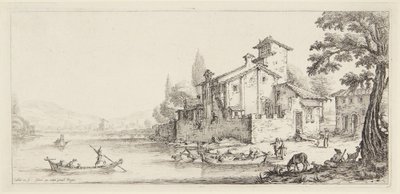 Der Spaziergang am Wasser, aus der Serie Paysages Gravées pour Jean de Médicis, Paysages Dessinés à Florence von Jacques Callot