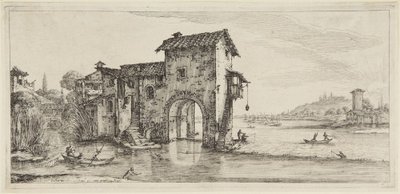 Die Wassermühle, aus der Serie Diverse Vedute Designate in Fiorenza (Verschiedene in Florenz entworfene Landschaften) von Jacques Callot