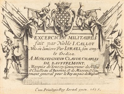 Titelseite für "Die Militärübungen" von Jacques Callot