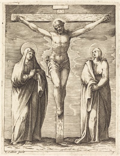 Jungfrau und Heiliger Johannes am Fuße des Kreuzes von Jacques Callot