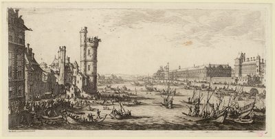 Ansicht des Louvre und der ehemaligen Porte de Nesle (IFF 667). von Jacques Callot